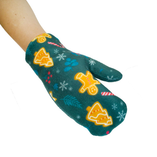 Варежки однослойные из флиса с полной запечаткой