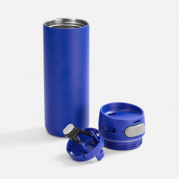 Термостакан X1 с цветной кнопкой, синий с серым