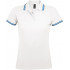 Рубашка поло женская Pasadena Women 200 с контрастной отделкой, белая с голубым