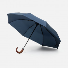 Зонт складной Classic, темно-синий с темной ручкой
