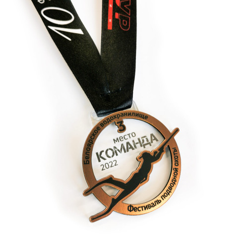 Медаль из акрила с пластиком 2-слойная с УФ-печатью D-40, толщина 10 мм